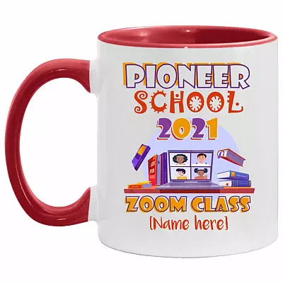 Personalized Pioneer School 2021, White/Red, 11 oz. Accent Mug