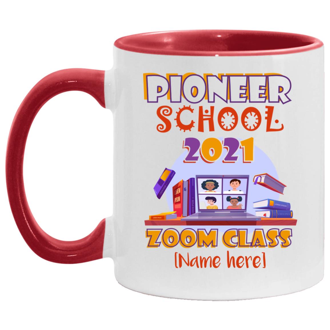 Personalized Pioneer School 2021, White/Red, 11 oz. Accent Mug