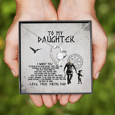 Alternative view of To My Daughter From Viking Dad I Want You To Believe In Your Heart Forever Love Heart Pendant Necklace