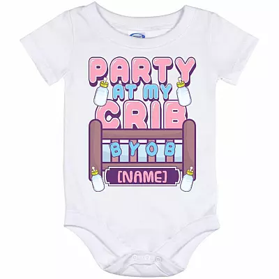 Personalized Party, White, Baby Onesie - 12 Month