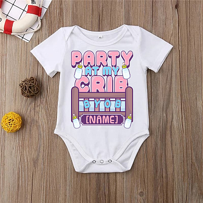Alternative view of Personalized Party at My Crib Byob Pregnancy Announcement Baby Onesie - Toddler Baby Infant Bodysuit