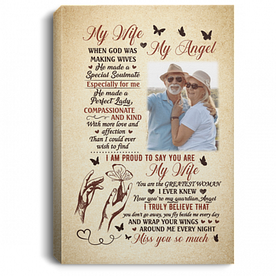 Personalized Photo My Husband My Angel when God Was Making Husbands Framed Canvas - Unframed Poster, White, 0.75'' Framed Canvas