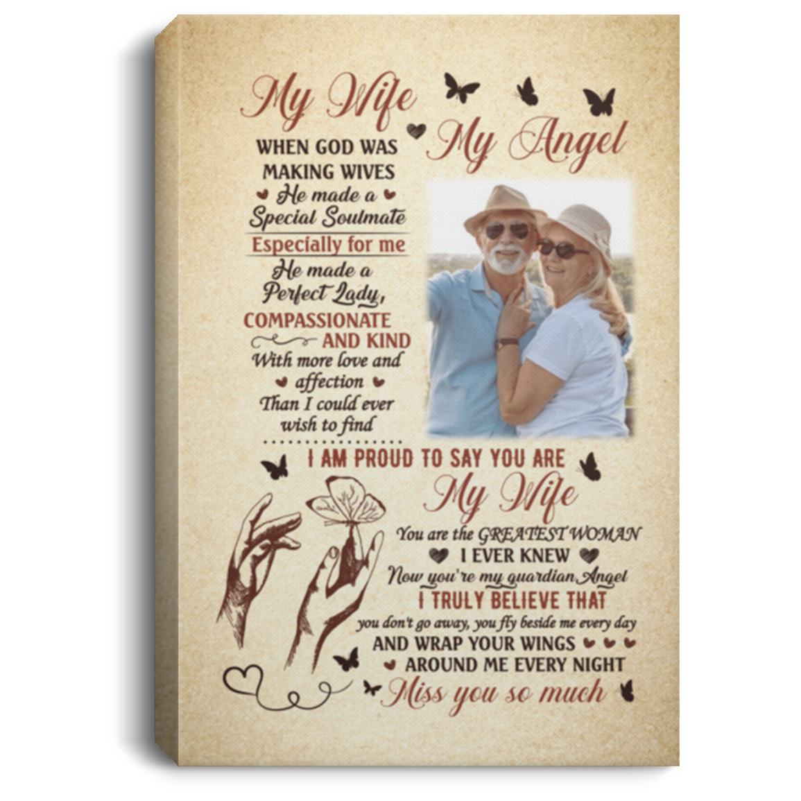 Personalized Photo My Husband My Angel when God Was Making Husbands Framed Canvas - Unframed Poster, White, 0.75'' Framed Canvas