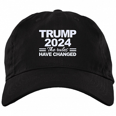 Trump 2024 Trump the Rules Have Changed - Sleepy Biden Not My President 2021 Twill Cap - High-Profile Snapback Hat, Black, Brushed Twill Dad Cap