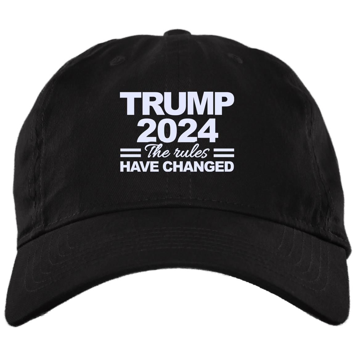 Trump 2024 Trump the Rules Have Changed - Sleepy Biden Not My President 2021 Twill Cap - High-Profile Snapback Hat, Black, Brushed Twill Dad Cap