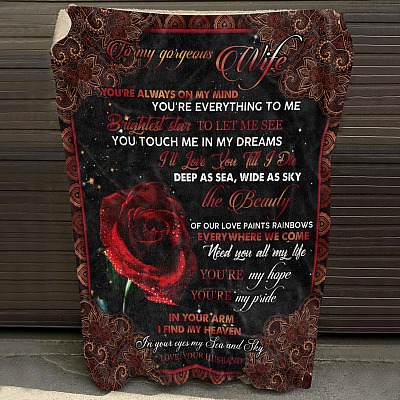Alternative view of Husband To My Gorgeous Wife You're Always On My Mind You're Everything To Me Fleece Blanket - Mink Blanket