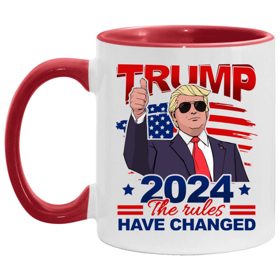 Trump 2024 Trump the Rules Accent Mug, White/Red, 11 oz. Accent Mug