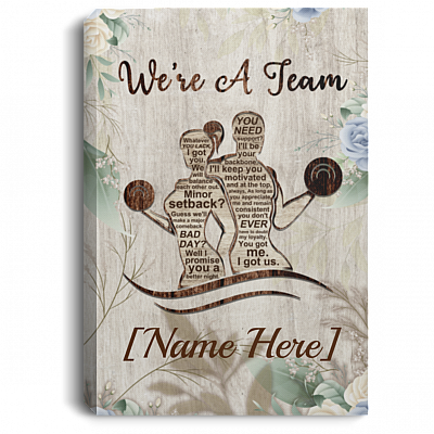 Personalized Fitness We're A Team Gallery Wrapped Framed Canvas Prints - Unframed Poster - Home Decor Wall Art, White, 0.75'' Framed Canvas