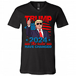Trump 2024 Trump the Rules Shirt, Black, V-Neck T-Shirt