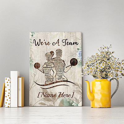 Alternative view of Personalized Fitness We're A Team Gallery Wrapped Framed Canvas Print - Unframed Poster - Home Decor Wall Art
