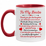 To My Bestie, White/Red, 11 oz. Accent Mug