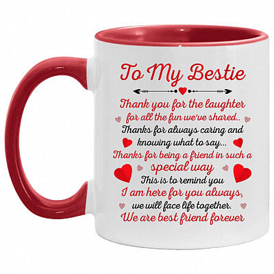 To My Bestie, White/Red, 11 oz. Accent Mug