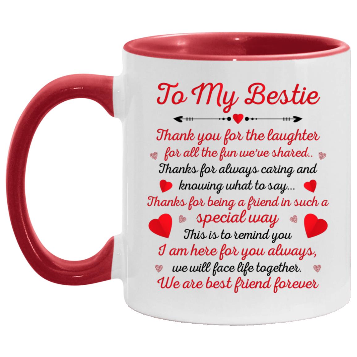 To My Bestie, White/Red, 11 oz. Accent Mug