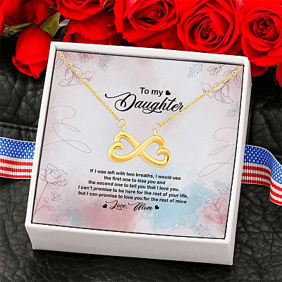Alternative view of Mom To Daughter If I Was Left With Two Breaths Infinity Heart Necklace