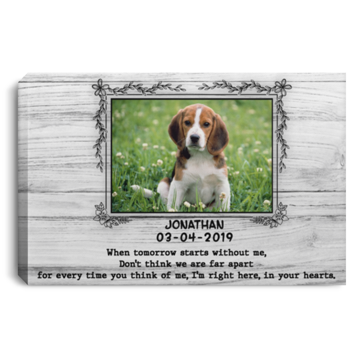Personalized Photo When Tomorrow Starts Without Me Don't Think We're Far Apart Framed Canvas Unframed Poster, White, 0.75'' Framed Canvas