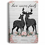 Love Is Patient Love Is Kind Deer Gallery Wrapped Framed Canvas Prints-Unframed Poster-Home Decor Wall Art, White, 0.75'' Framed Canvas