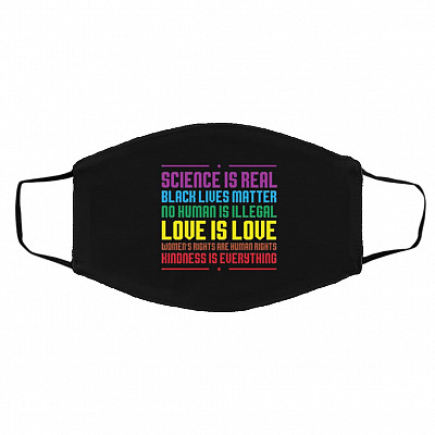 Science Is Real Black Lives MatterFace M, Black, Cloth Face Cover – Medium/Large