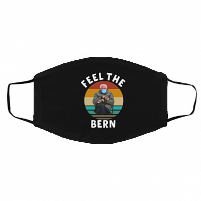 Feel The Bern - Bernie Mask Cover, Black, Cloth Face Cover – Medium/Large
