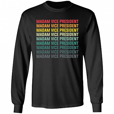 Madam Vice President Vintage Sleeve Shirt, Black, Long Sleeve