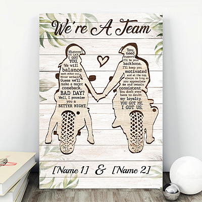 Alternative view of Personalized Biker Couple We're A Team Gallery Wrapped Framed Canvas Prints - Unframed Poster