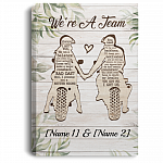 Personalized Biker Couple We're A Team Gallery Wrapped Framed Canvas Prints - Unframed Poster, White, 0.75'' Framed Canvas