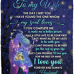 Husband To My Wife the Day I MetBlanket, White, Cozy Plush Fleece Blanket - 50x60