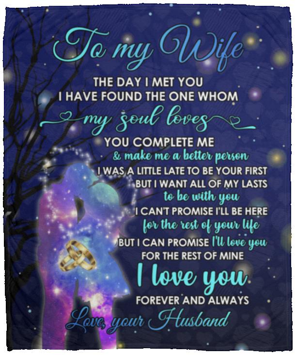 Husband To My Wife the Day I MetBlanket, White, Cozy Plush Fleece Blanket - 50x60