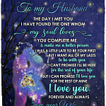 Wife To My Husband the Day I Met Blanket, White, Cozy Plush Fleece Blanket - 50x60