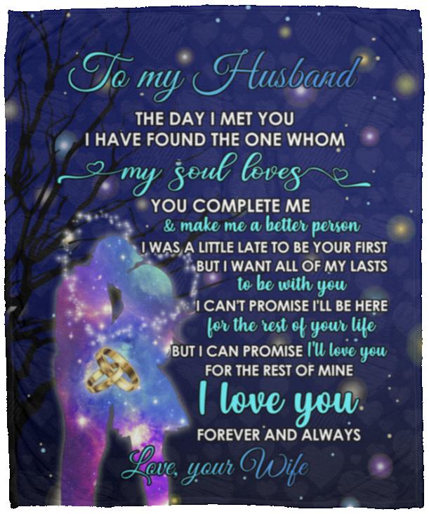 Wife To My Husband the Day I Met Blanket, White, Cozy Plush Fleece Blanket - 50x60