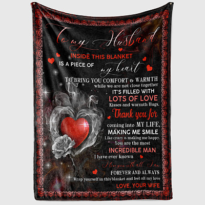 Alternative view of To My Husband Inside This Blanket Is A Piece Of My Heart Fleece Blanket - Mink Sherpa Blanket - Woven Blanket