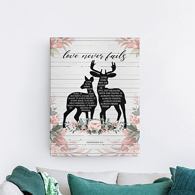 Alternative view of Love Is Patient Love Is Kind Deer Gallery Wrapped Framed Canvas Prints-Unframed Poster-Home Decor Wall Art