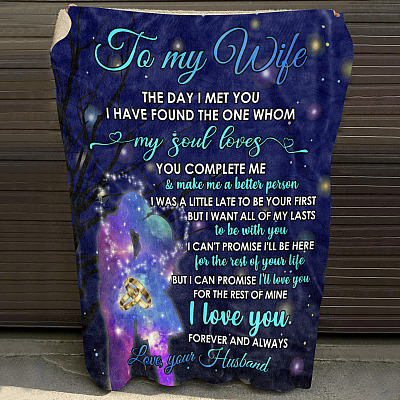 Alternative view of Husband To My Wife the Day I Met You I Have Found the One Whom My Soul Loves Fleece Blanket - Mink Blanket