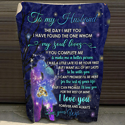 Alternative view of Wife To My Husband the Day I Met You I Have Found the One Whom My Soul Loves Fleece Blanket - Mink Blanket
