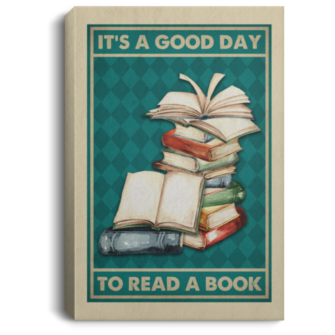 It's A Good Day To Read A Book Gallery Wrapped Framed Canvas Prints - Unframed Poster - Home Decor Wall Art, White, 0.75'' Framed Canvas