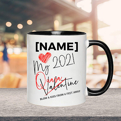 Alternative view of Personalized Quarantined Love Accent Mug - Blow A Kiss From 6 Feet Away Mug - Valentine's Day 2021 Mug