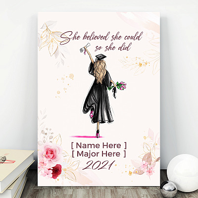 Alternative view of Personalized Graduation She Believed She Could So She Did Frame Canvas - College Graduation Unframed Poster