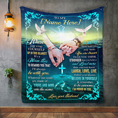 Alternative view of Personalized To My Wife Mink Blanket - When You Wrap Yourself It's A Warm Hug Woven Blanket