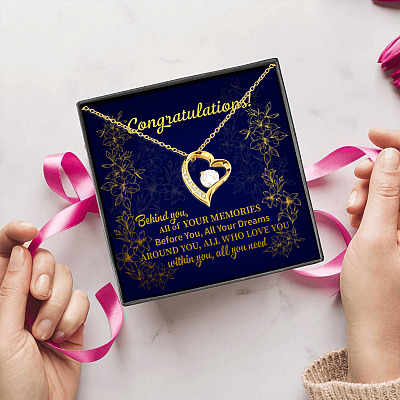 Alternative view of Congratulations Graduation Hat Behind You All Of Your Memories Forever Love Pendant Necklace - Graduation Gift