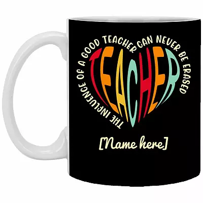 Personalized Teacher Mug, Black, 11 oz. White Mug