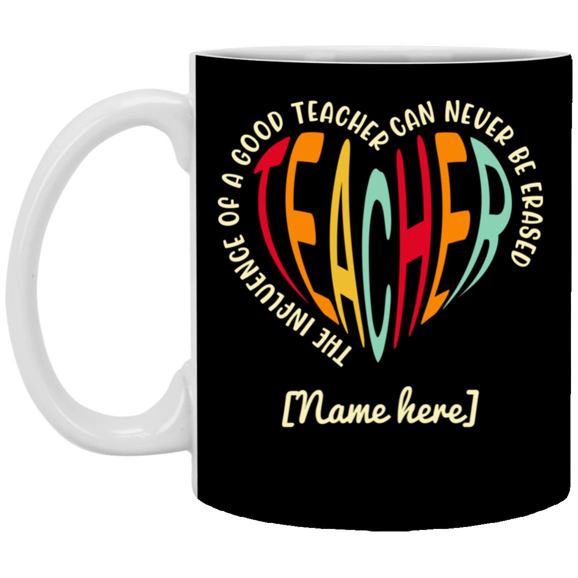 Personalized Teacher Mug, Black, 11 oz. White Mug
