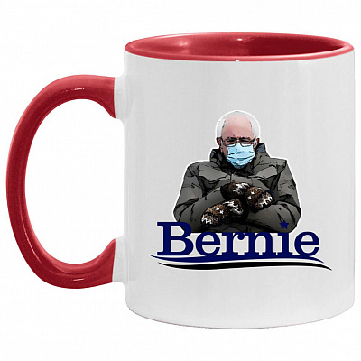 Bernie Accent Mug, White/Red, 11 oz. Accent Mug