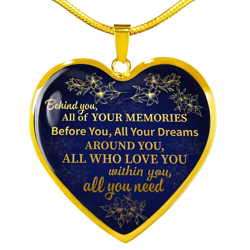 Congratulations Behind You All Of Your Memories Graduation Heart Pendant Necklace - Graduation Gift College - Heart Luxury Necklace (Gold Plated)
