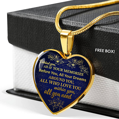 Congratulations Behind You All Of Your Memories Graduation Heart Pendant Necklace - Graduation Gift College - Heart Luxury Necklace (Gold Plated)