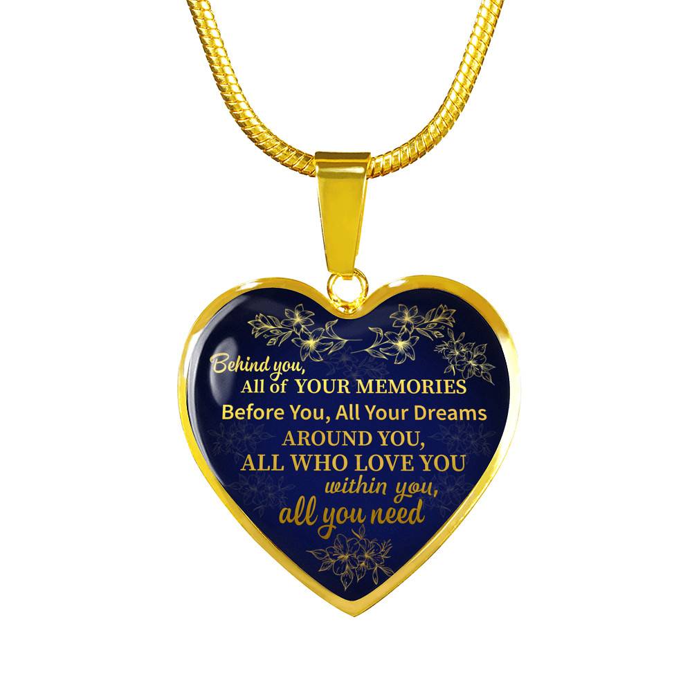 Congratulations Behind You All Of Your Memories Graduation Heart Pendant Necklace - Graduation Gift College - Heart Luxury Necklace (Gold Plated)