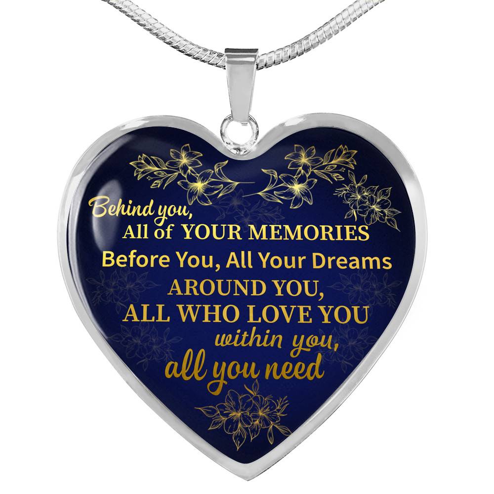Congratulations Behind You All Of Your Memories Graduation Heart Pendant Necklace - Graduation Gift College - Heart Luxury Necklace (Silver)