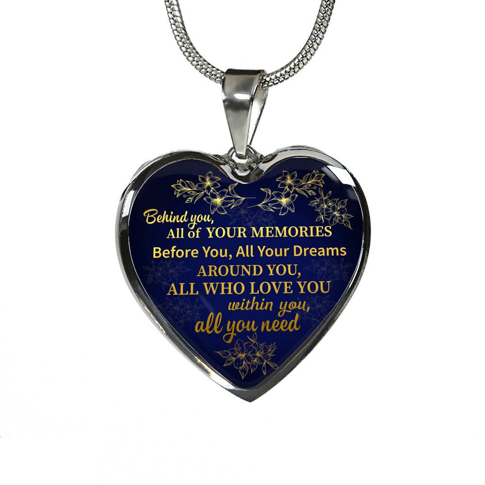 Congratulations Behind You All Of Your Memories Graduation Heart Pendant Necklace - Graduation Gift College - Heart Luxury Necklace (Silver)