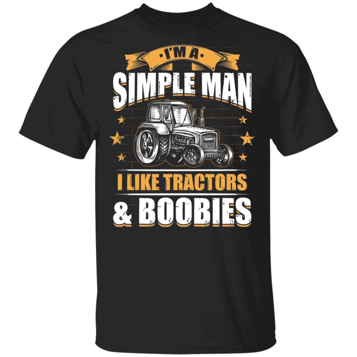 I'm A Simple Man I Like Tractors, Black, Unisex T-Shirt