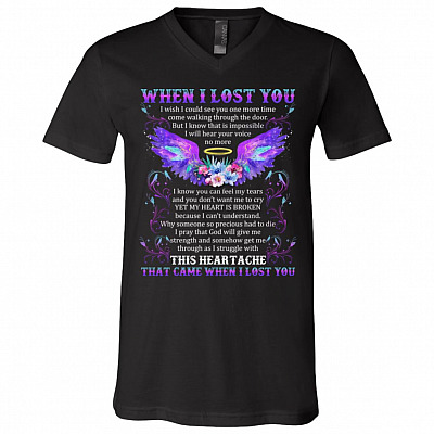 When lost you vneck, Black, V-Neck T-Shirt