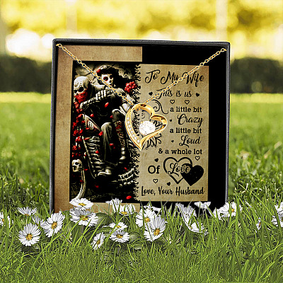 Alternative view of To My Wife This Is Us a Little Bit Crazy a Little Bit Loud a Whole Lot of Love Forever Love Pendant Necklace