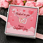 Hooked on You Happy Galentine's Day Valentine's Day Gifts for Friends Interlocking Heart Pendant Necklace